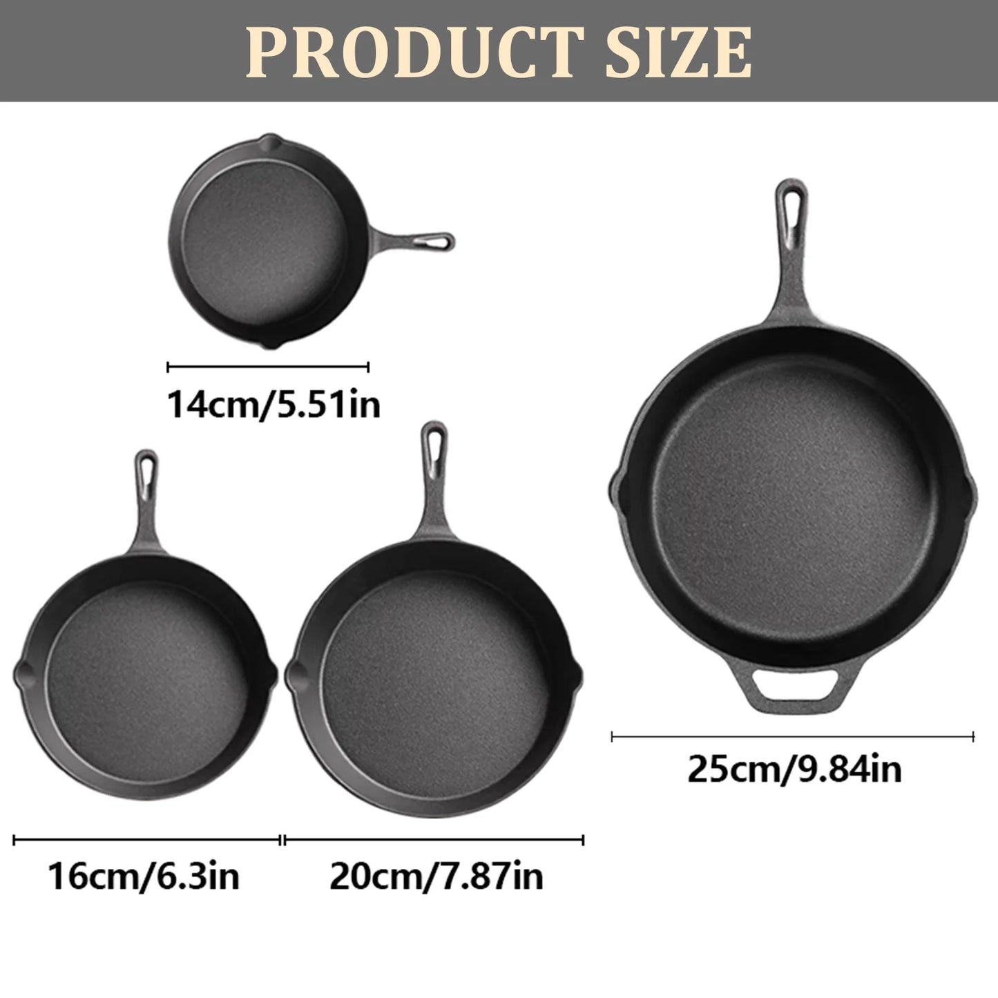 Multi- Size Cast Iron Skillets
