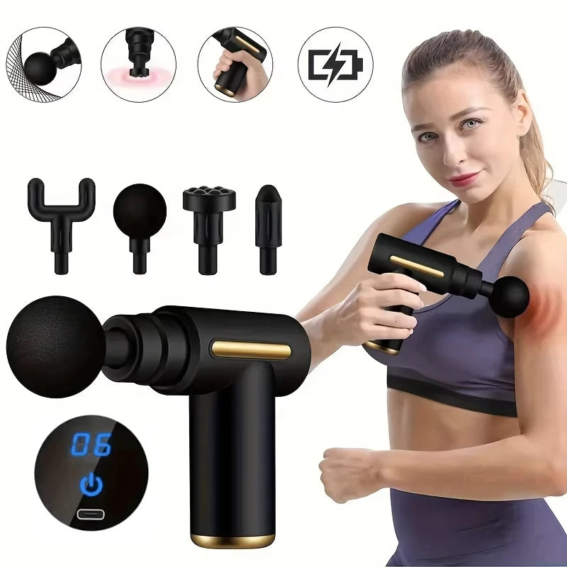with LED Touch Screen Massager Body Muscle Relaxation Screen 4 Replaceable Massage Heads
Portable Deep Tissue Massage Gun
