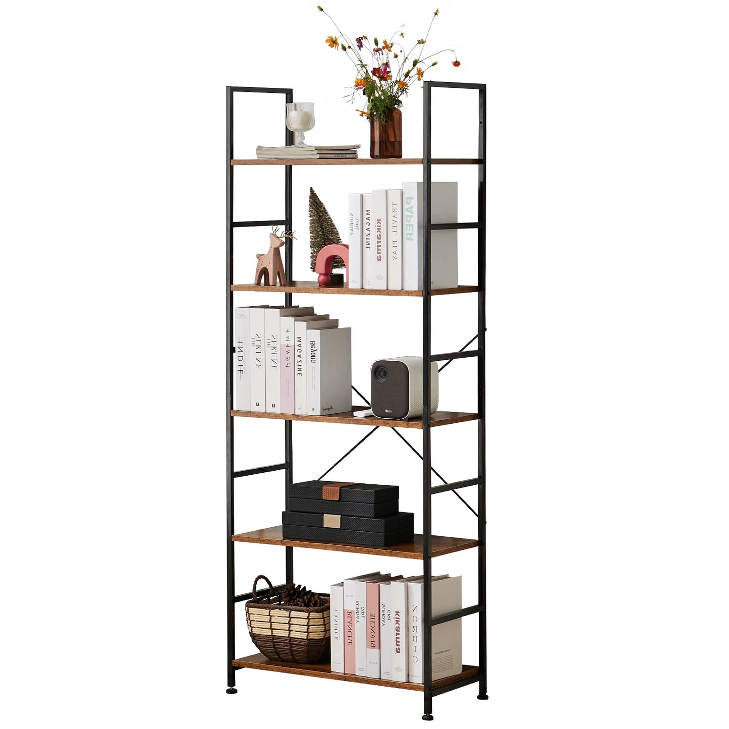 5 Tier Bookcase Corner Bookshelf