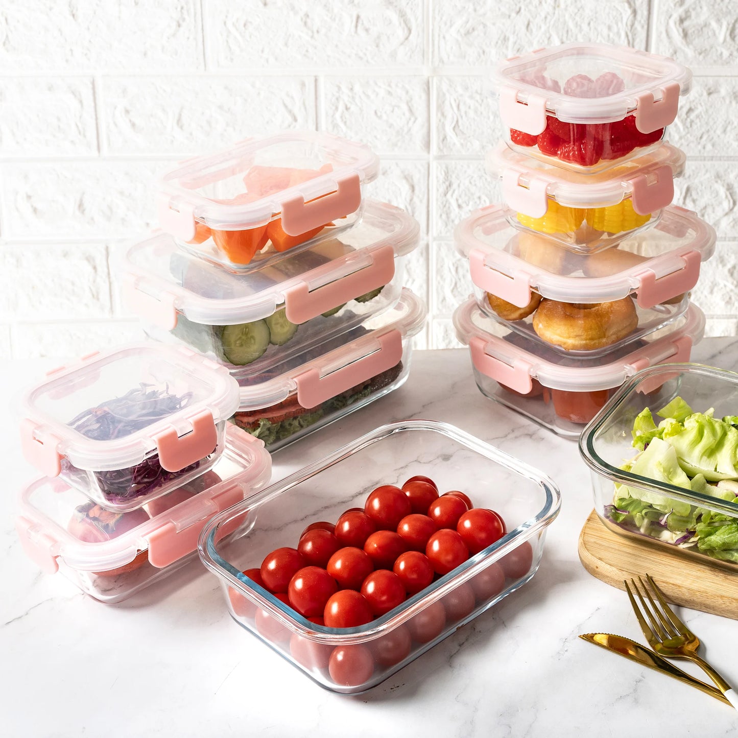 16 Piece Glass Food Container Set