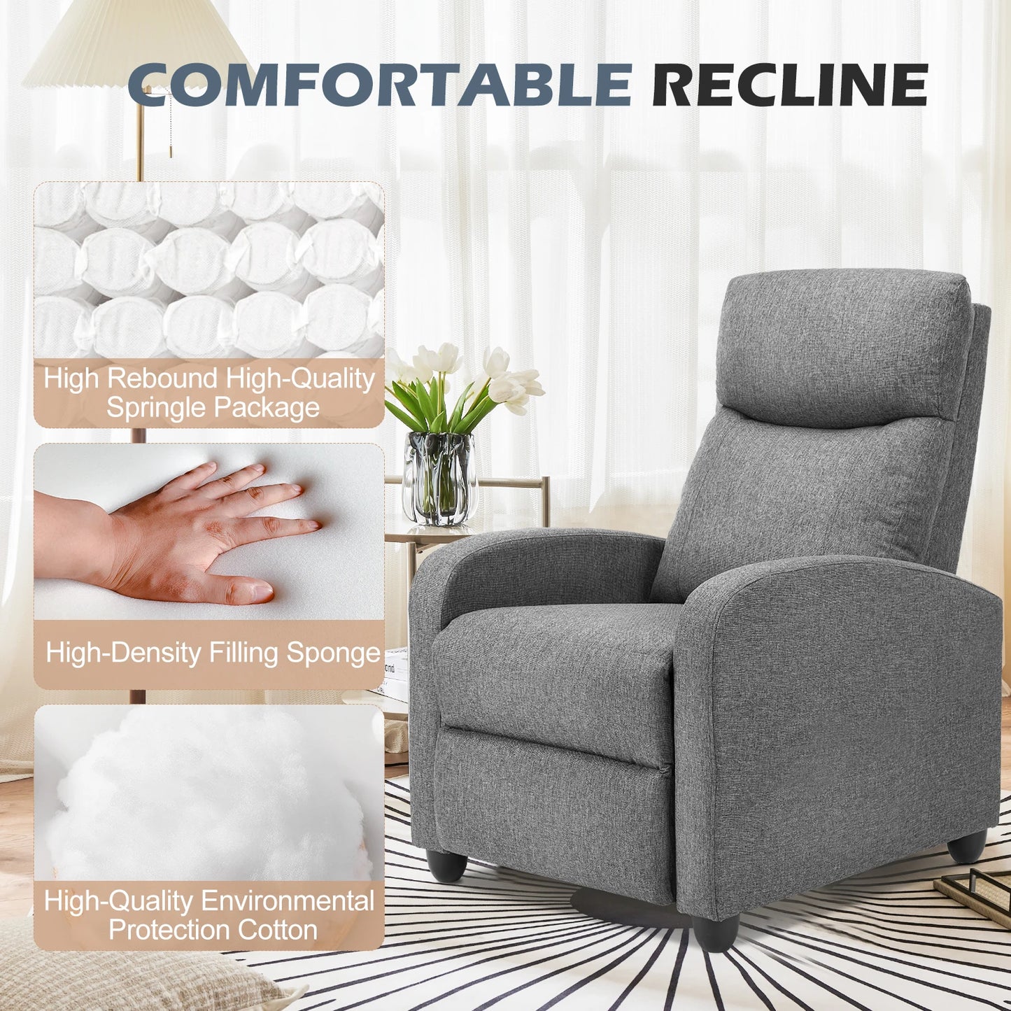 Fabric Massage Support Recliner Chair