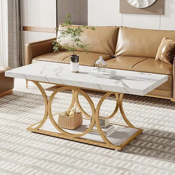 Two-Teir Faux Marble Coffee Table