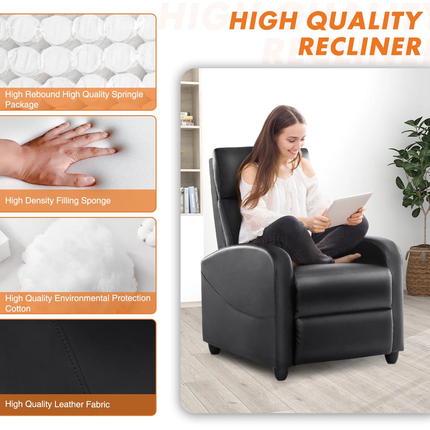 Fabric Massage Support Recliner Chair