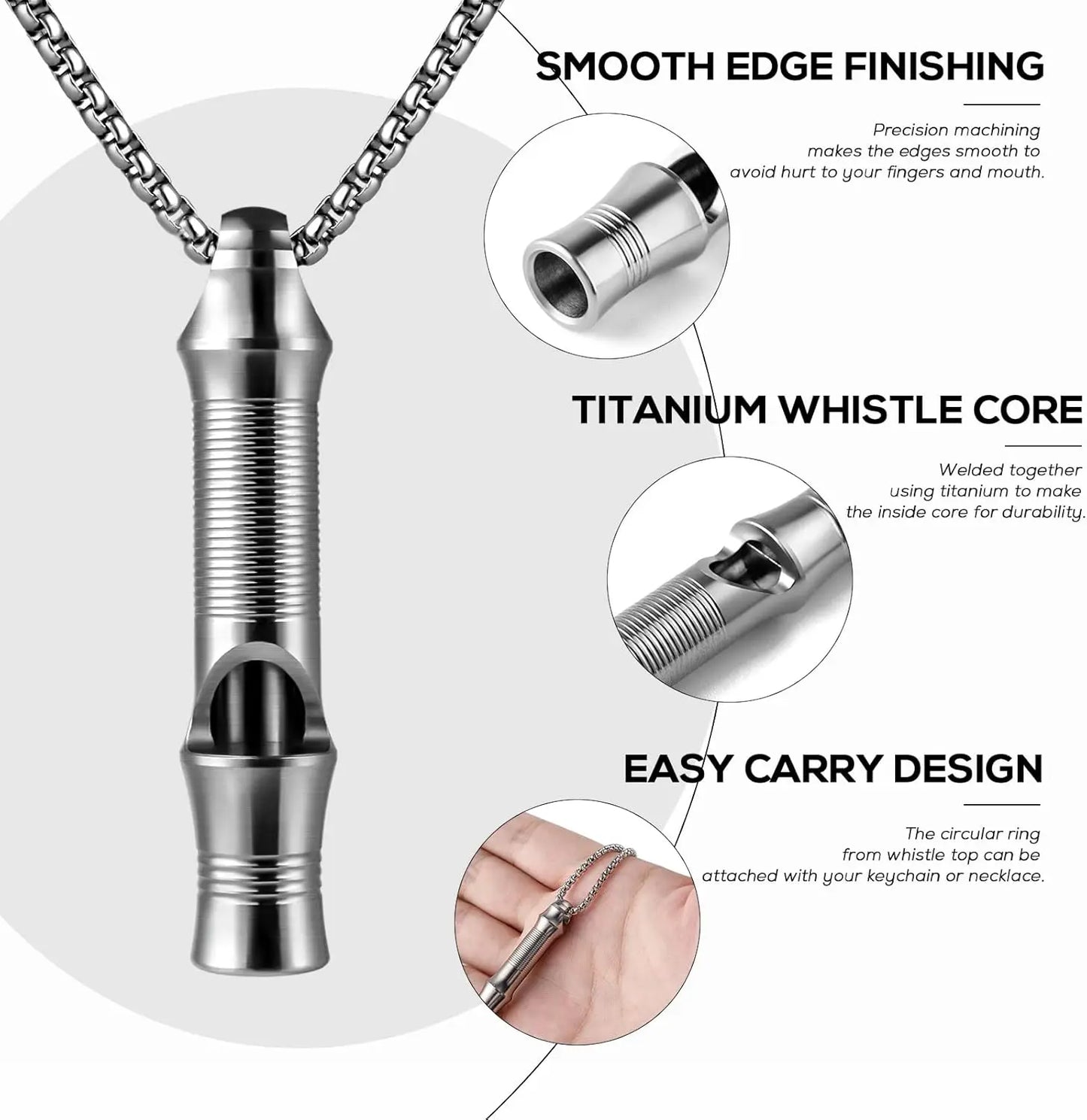 Titanium Emergency Safety Whistle Necklace