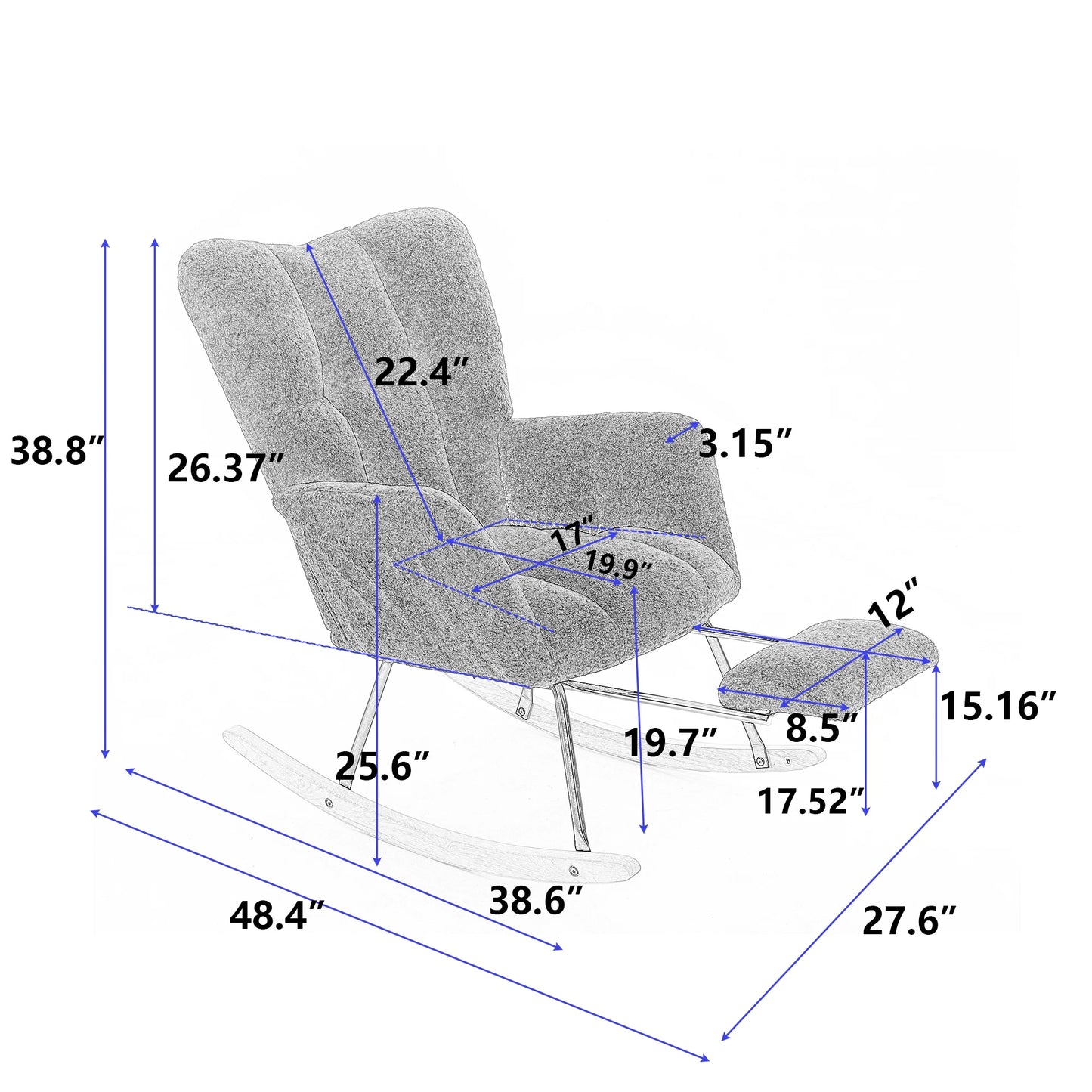 Rocking Chair with Adjustable Footrest