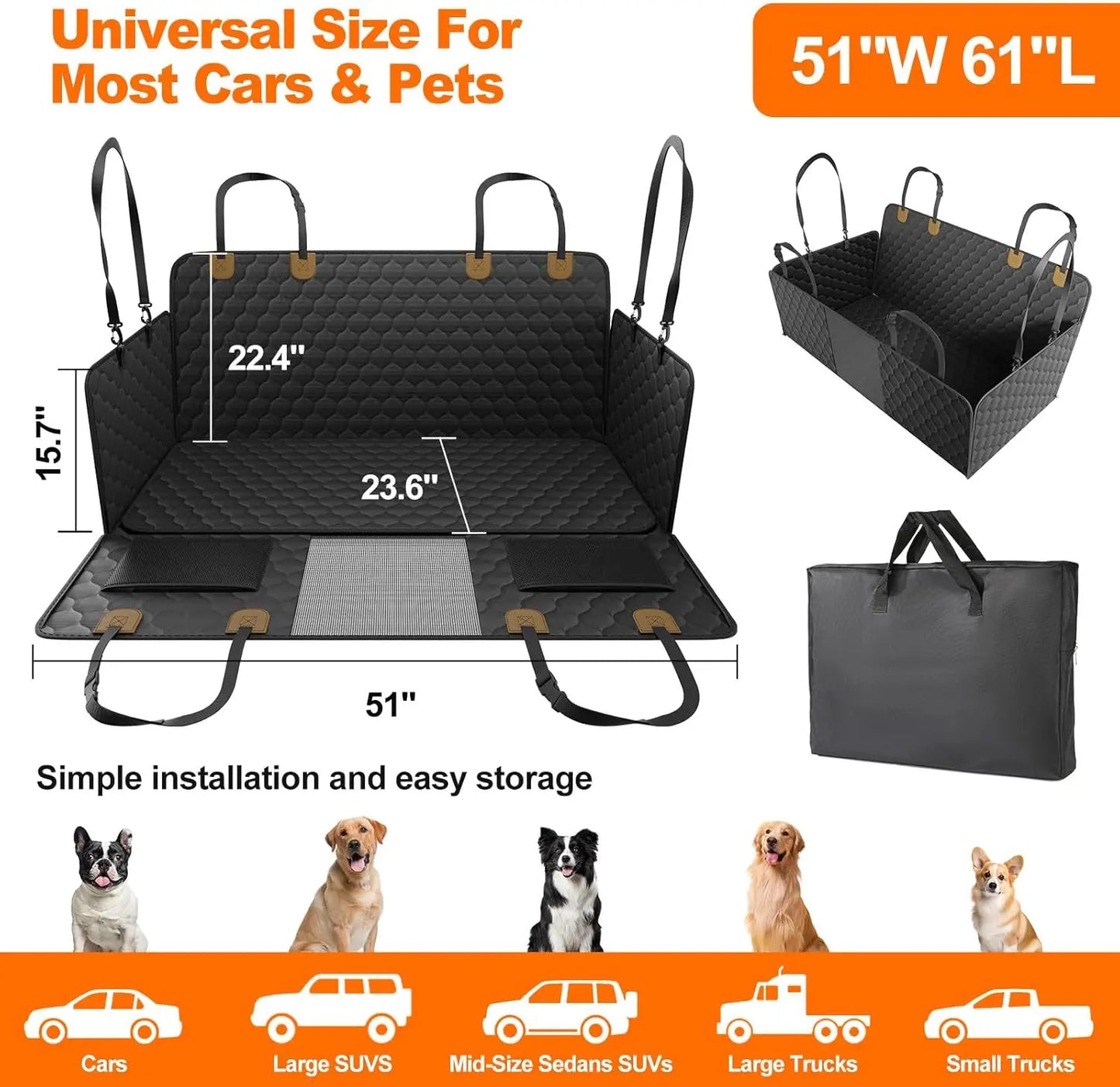 Waterproof Pet Travel Accessories Foldable Dog Car Seat Car Pet Seat Safety Hammock Trunk Mat Car Rear Back Seat Protector
Pet Back Seat Travel Protector