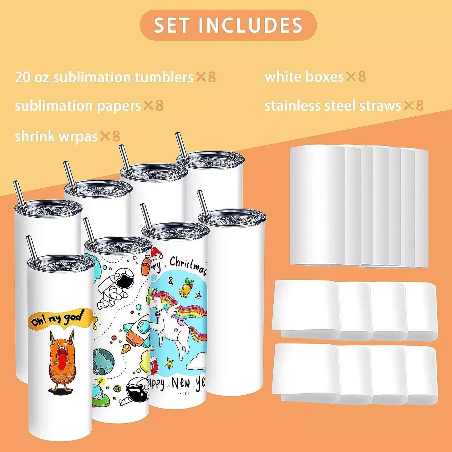 Stainless Sublimation Skinny Straight Tumblers