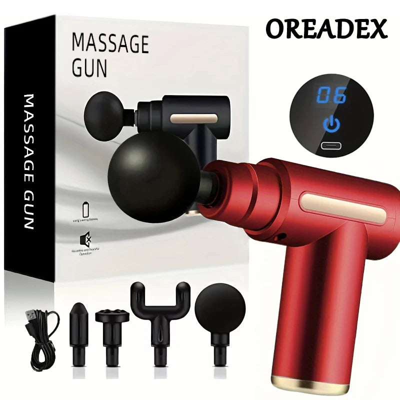 with LED Touch Screen Massager Body Muscle Relaxation Screen 4 Replaceable Massage Heads
Portable Deep Tissue Massage Gun