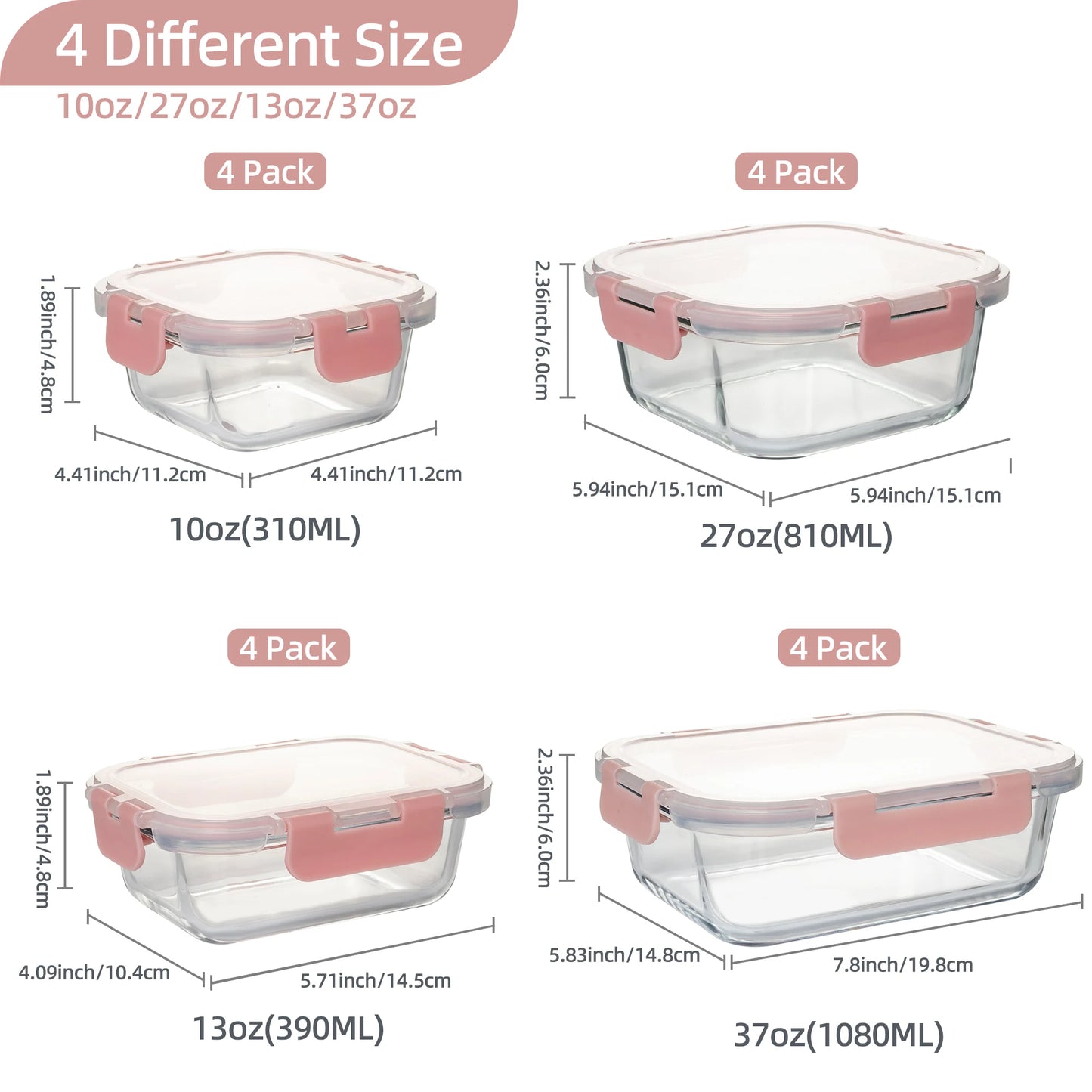 16 Piece Glass Food Container Set