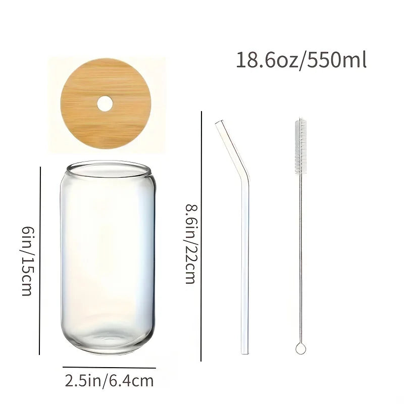 6 piece Drinking Glasses with Bamboo Lids