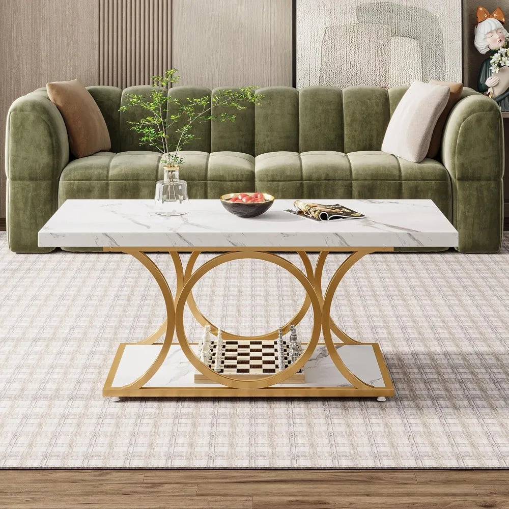 Two-Teir Faux Marble Coffee Table