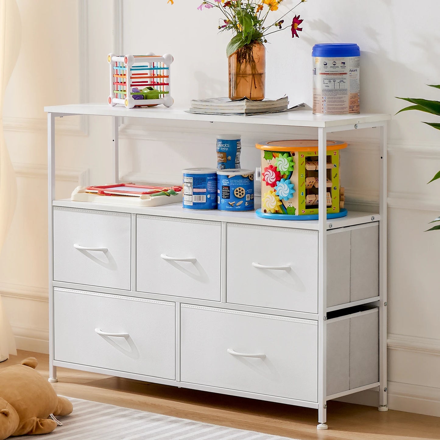 TV Stand with 5 Fabric Drawers
