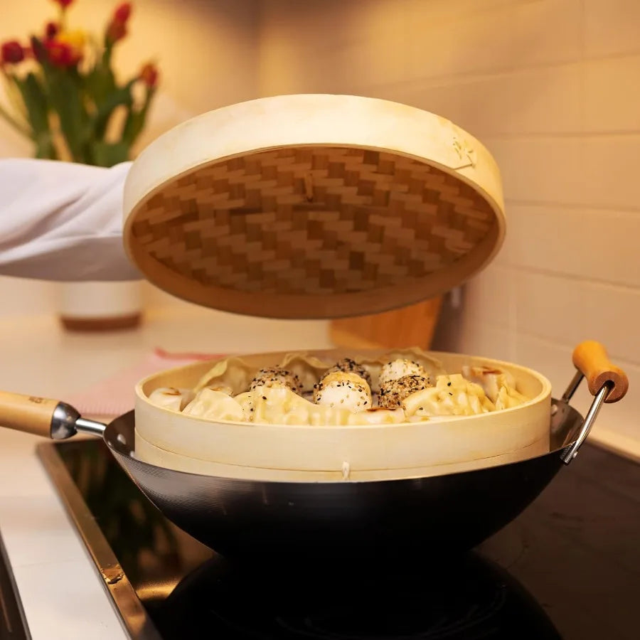Eco-Friendly 2 Tier Bamboo Steamer Baskets