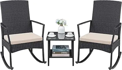3 Piece Outside Rocking Chair set with Table