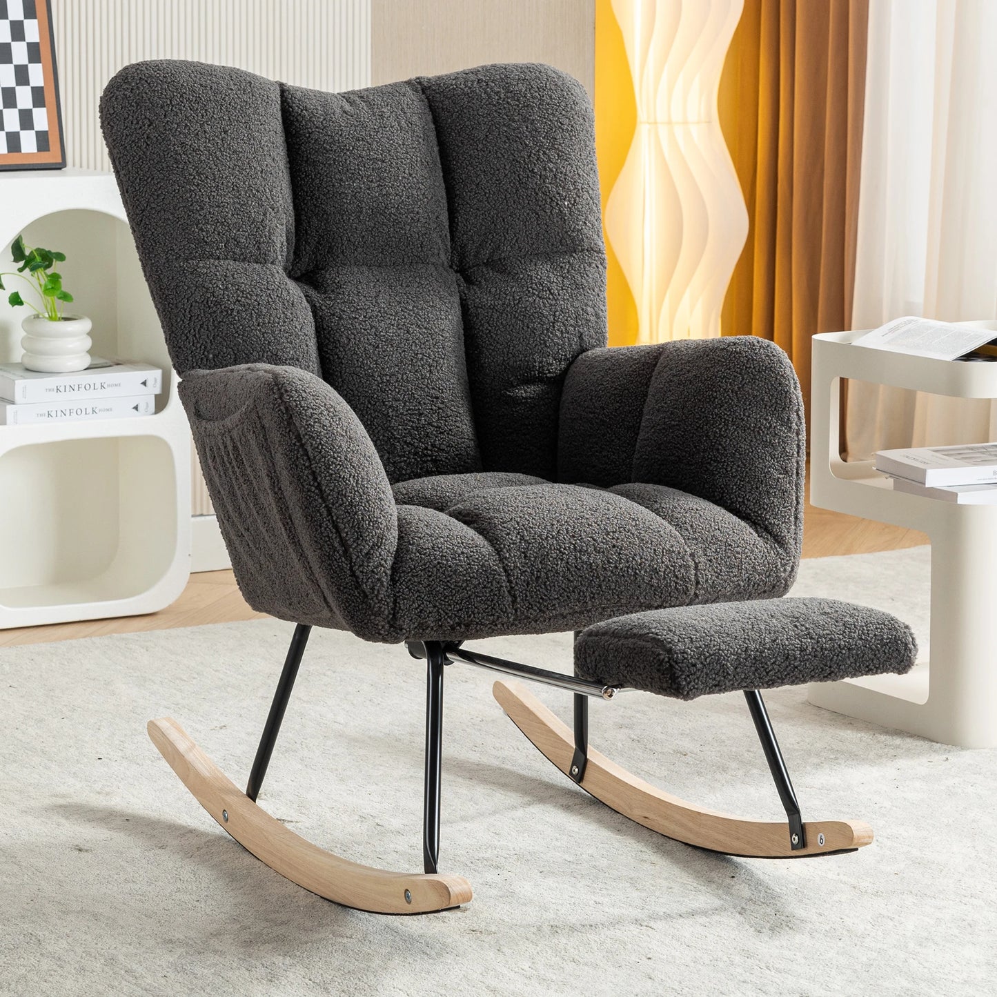 Rocking Chair with Adjustable Footrest