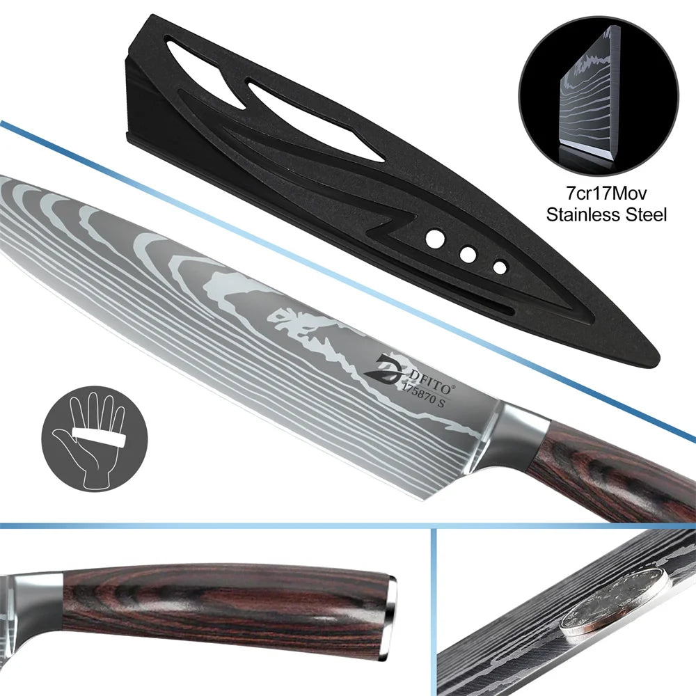 8 pcs Damascus Steel Chef Set