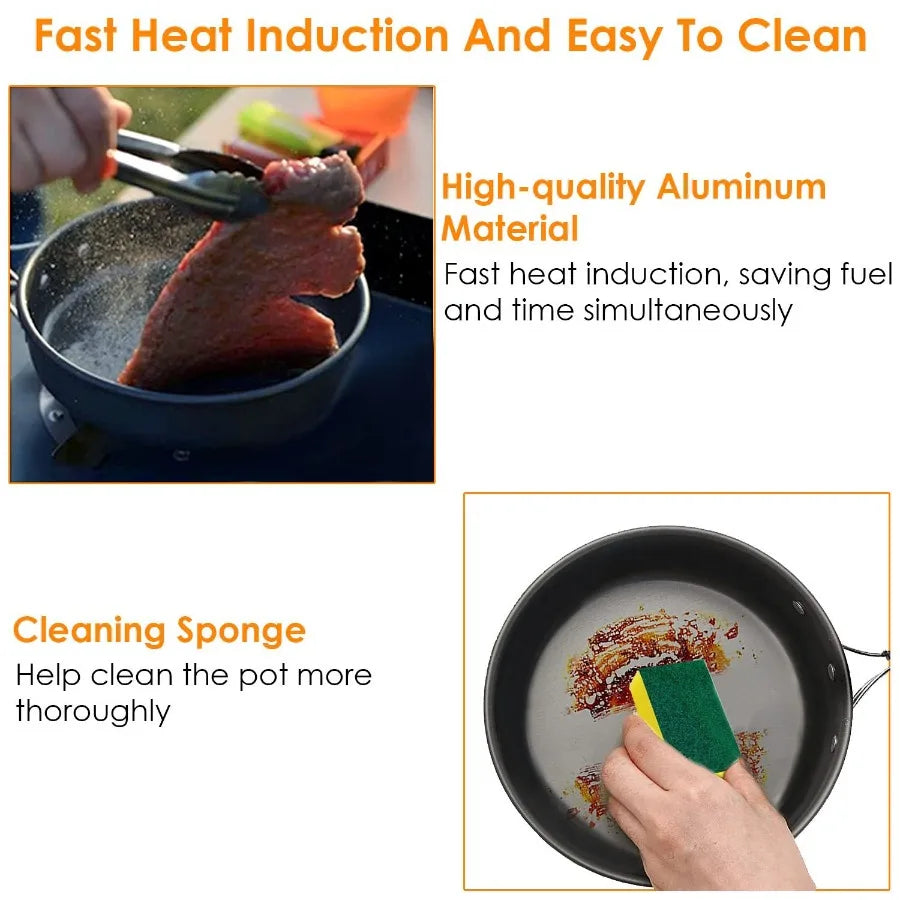 8 Pcs Camping Cookware Set