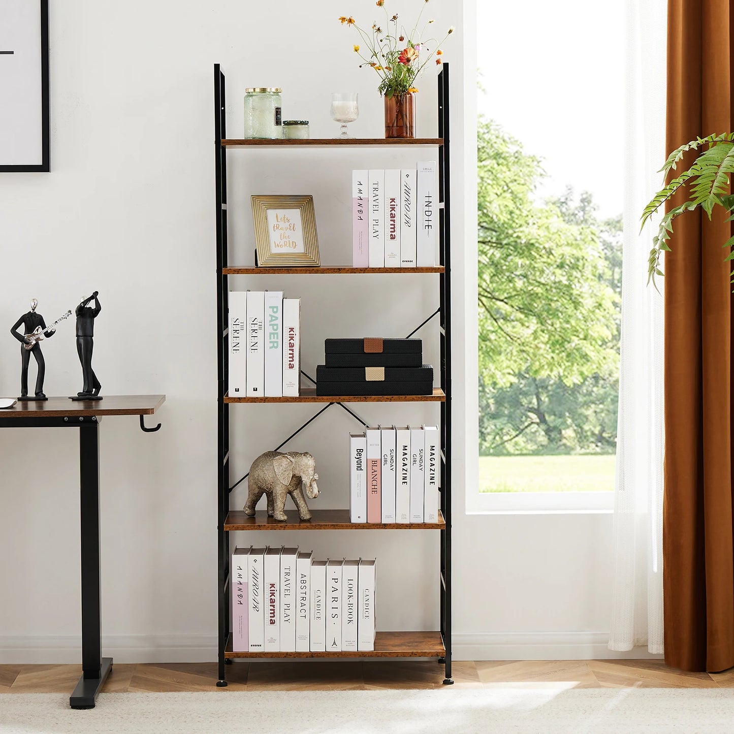 5 Tier Bookcase Corner Bookshelf