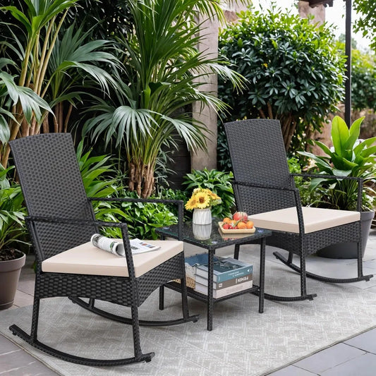 3 Piece Outside Rocking Chair set with Table
