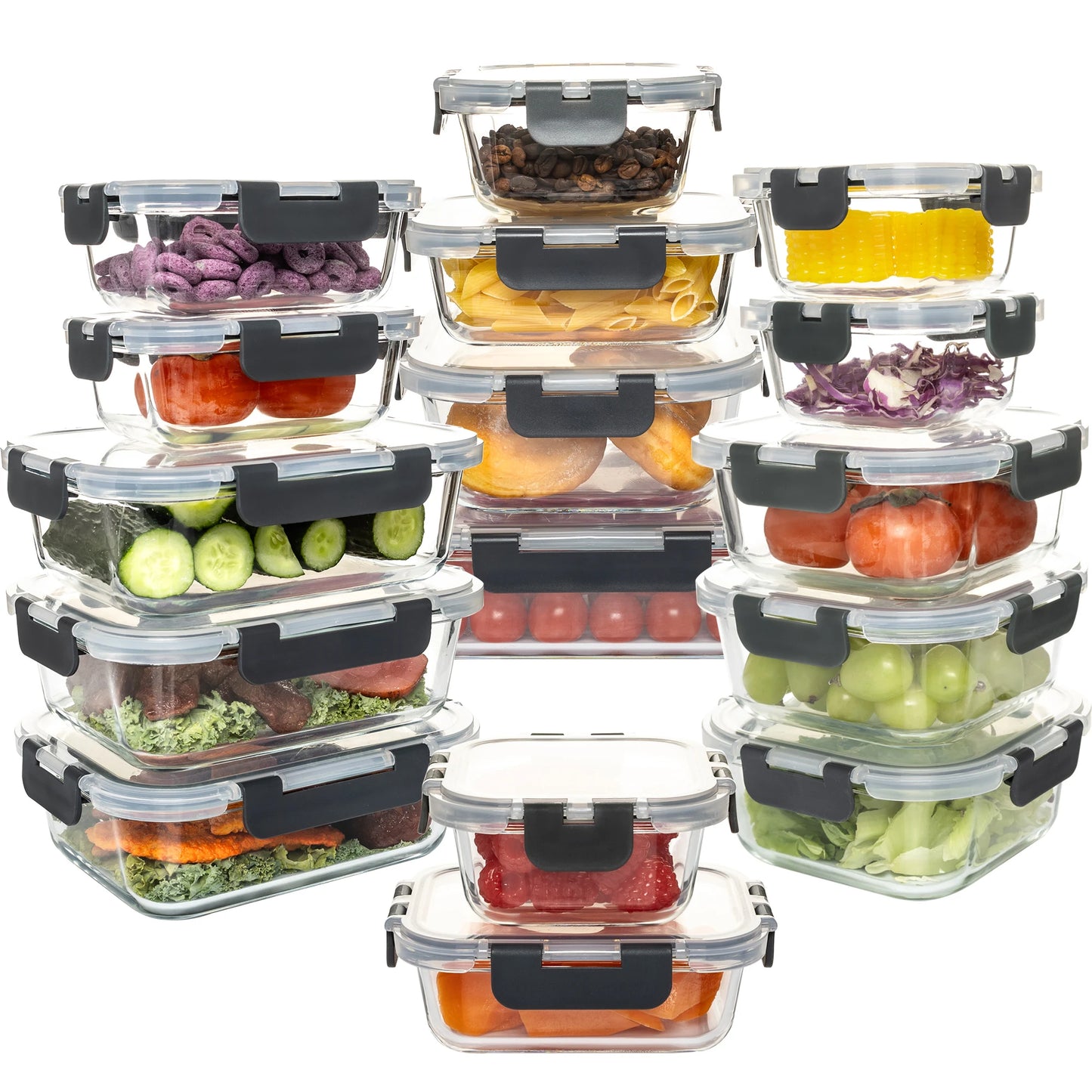 16 Piece Glass Food Container Set