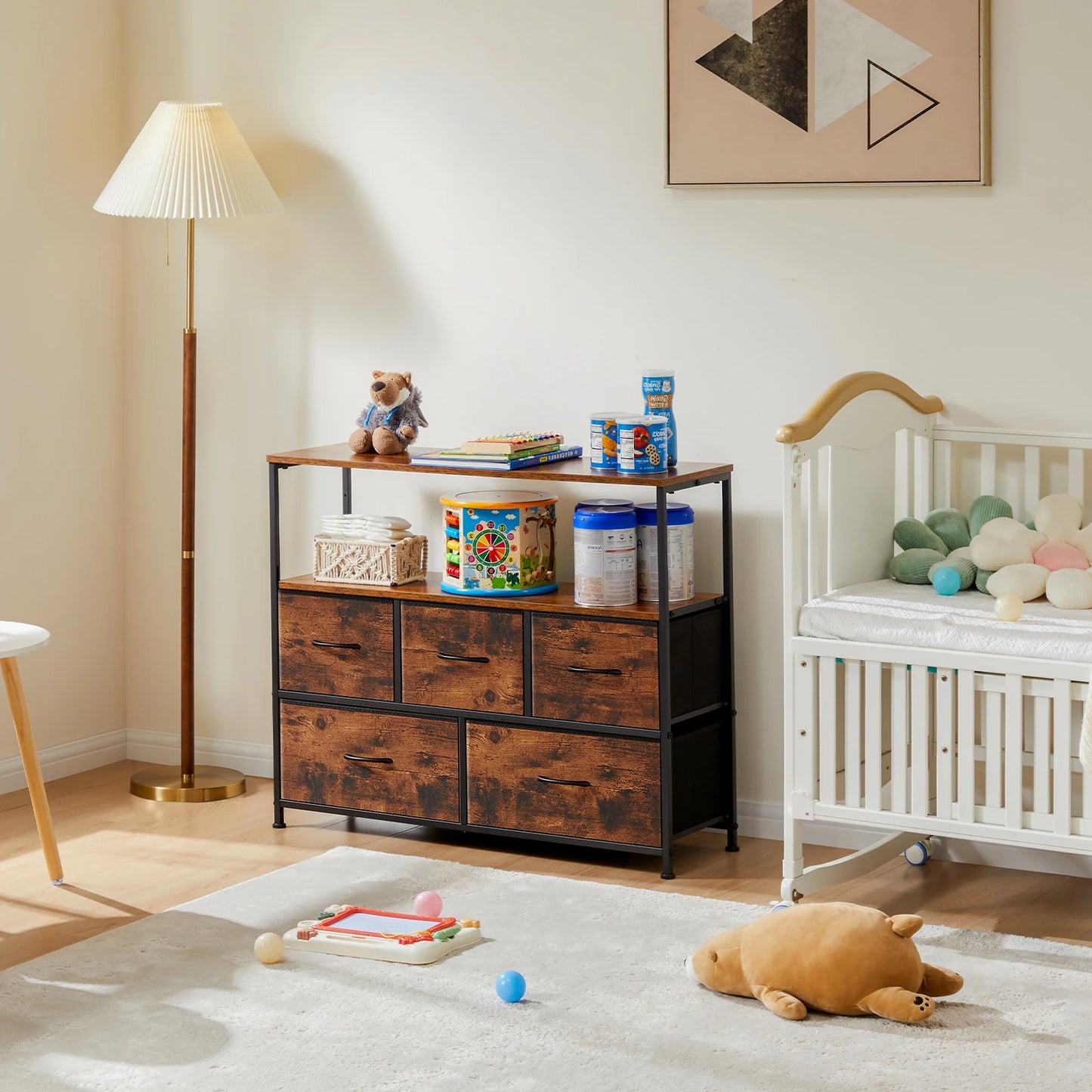 TV Stand with 5 Fabric Drawers