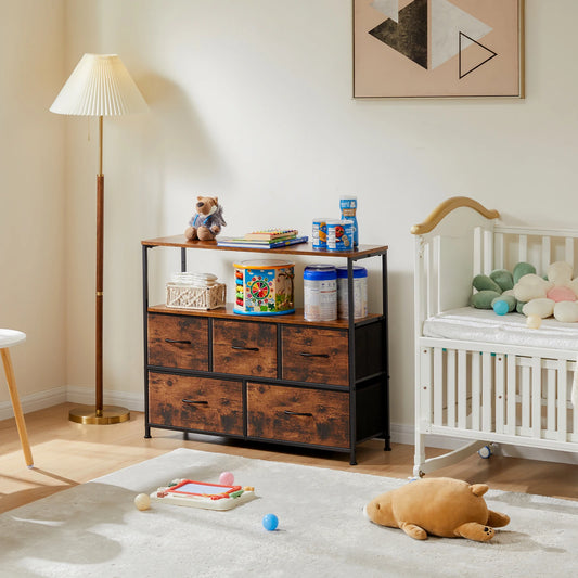 TV Stand with 5 Fabric Drawers