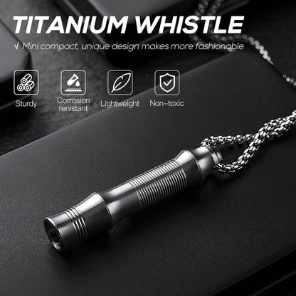Titanium Emergency Safety Whistle Necklace