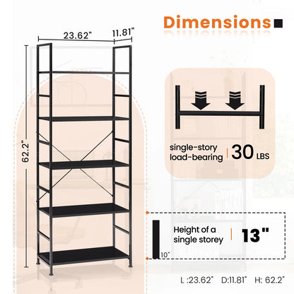 5 Tier Bookcase Corner Bookshelf