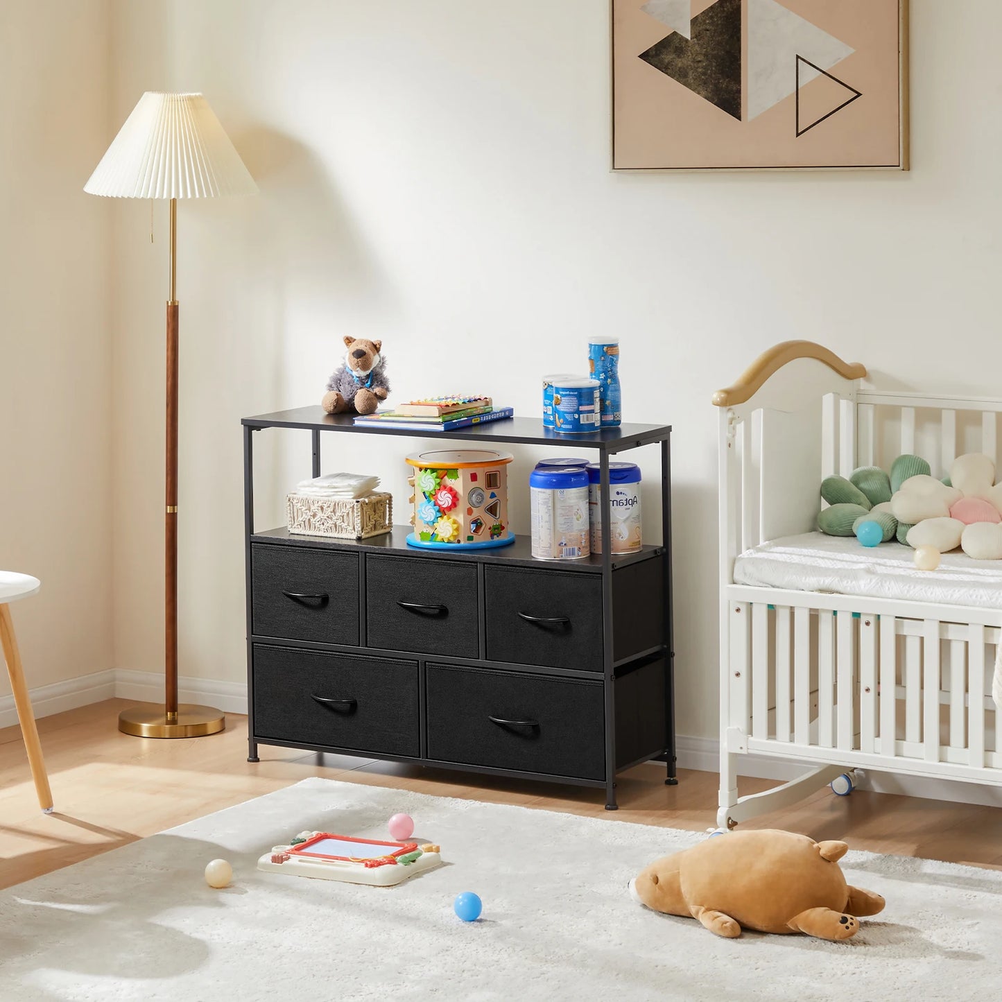 TV Stand with 5 Fabric Drawers