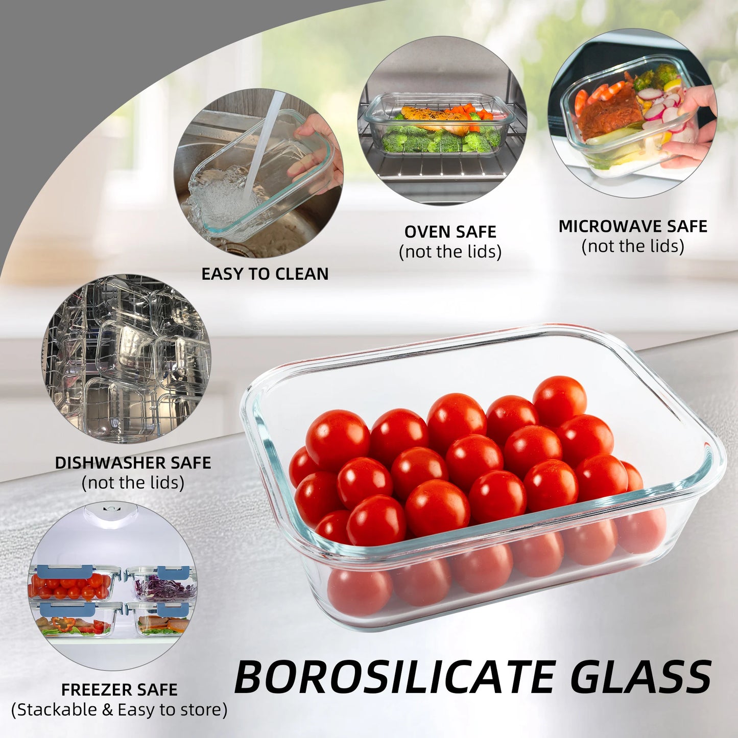 16 Piece Glass Food Container Set