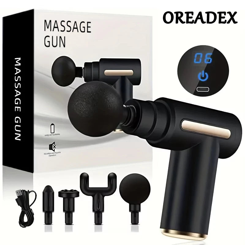 with LED Touch Screen Massager Body Muscle Relaxation Screen 4 Replaceable Massage Heads
Portable Deep Tissue Massage Gun