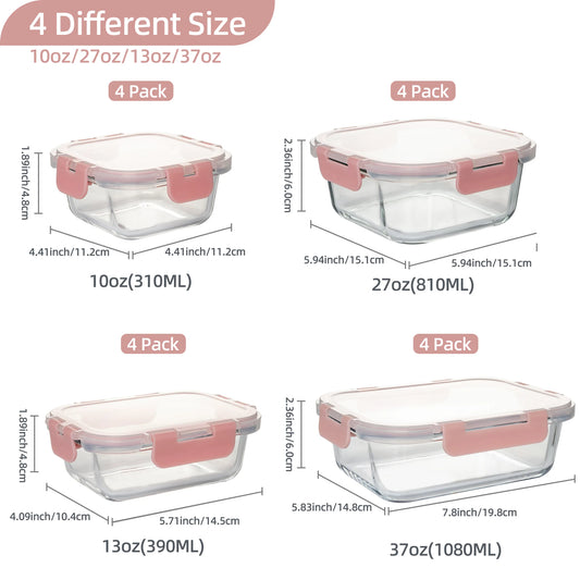 16 Piece Glass Food Container Set