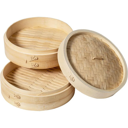 Eco-Friendly 2 Tier Bamboo Steamer Baskets