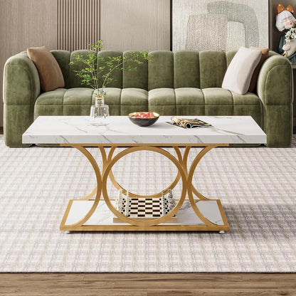 Two-Teir Faux Marble Coffee Table