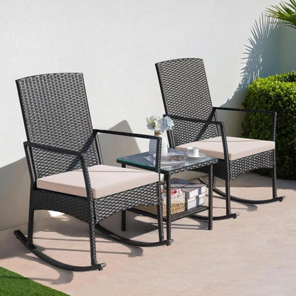 3 Piece Outside Rocking Chair set with Table