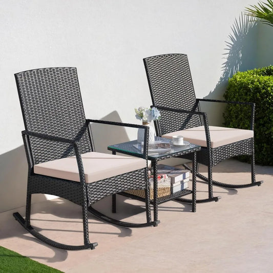 3 Piece Outside Rocking Chair set with Table