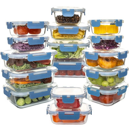 16 Piece Glass Food Container Set
