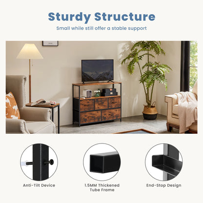 TV Stand with 5 Fabric Drawers