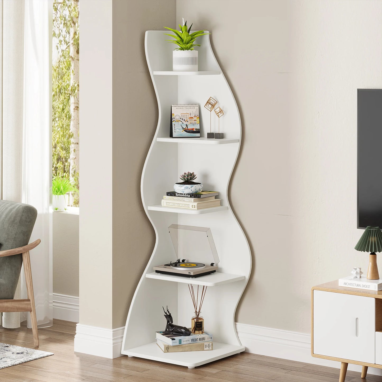 Modern 5 Tier Corner Shelf