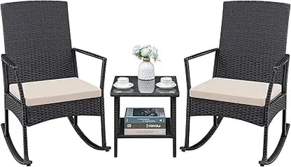 3 Piece Outside Rocking Chair set with Table