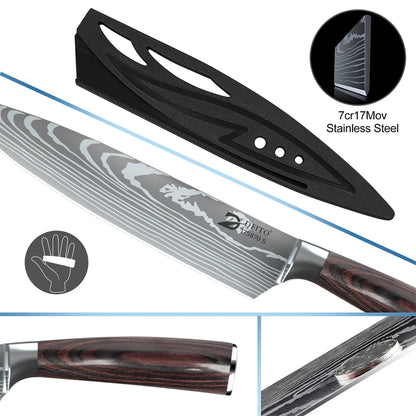 8 pcs Damascus Steel Chef Set