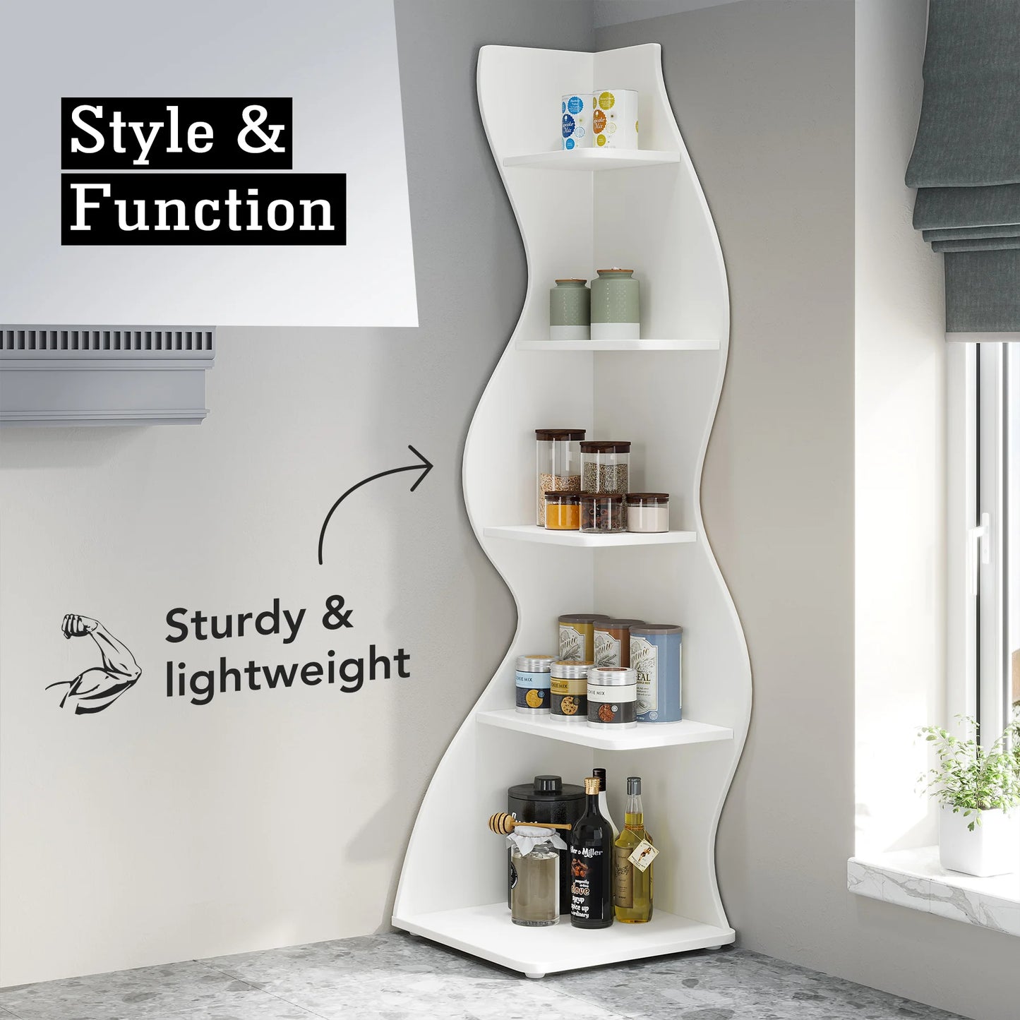 Modern 5 Tier Corner Shelf
