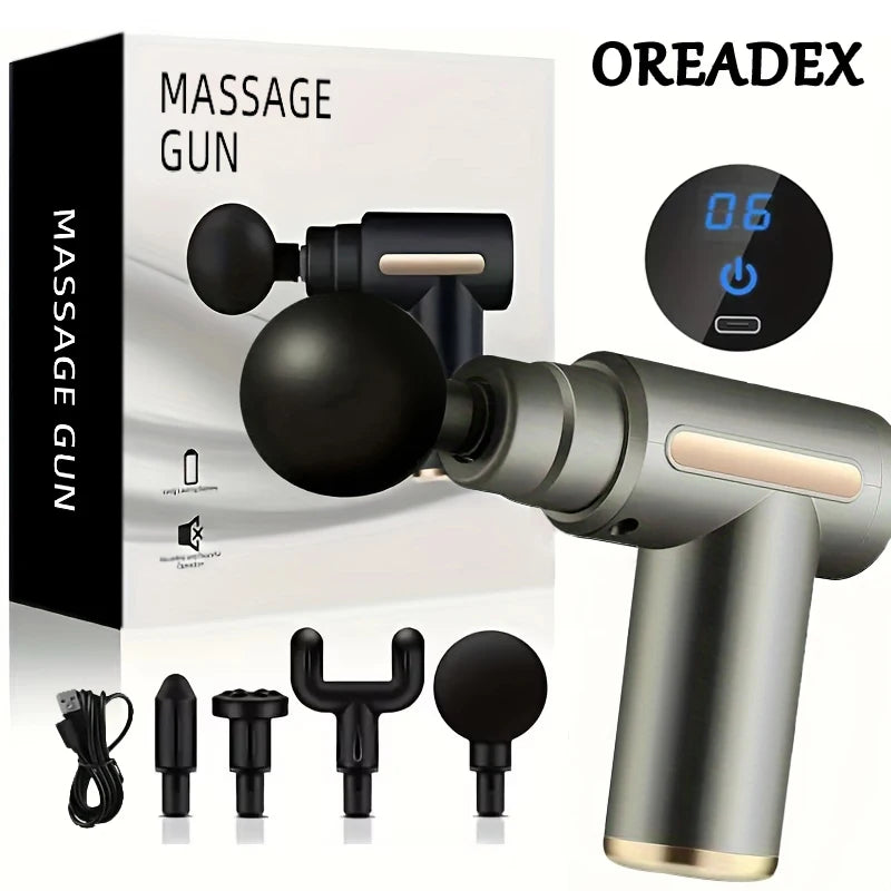 with LED Touch Screen Massager Body Muscle Relaxation Screen 4 Replaceable Massage Heads
Portable Deep Tissue Massage Gun