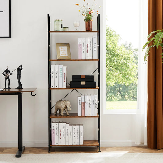 5 Tier Bookcase Corner Bookshelf